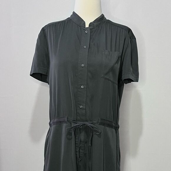 Lucy Gray Collared Short Sleeve Utility Button Down Cinched Waist Dress Large - Picture 3 of 10